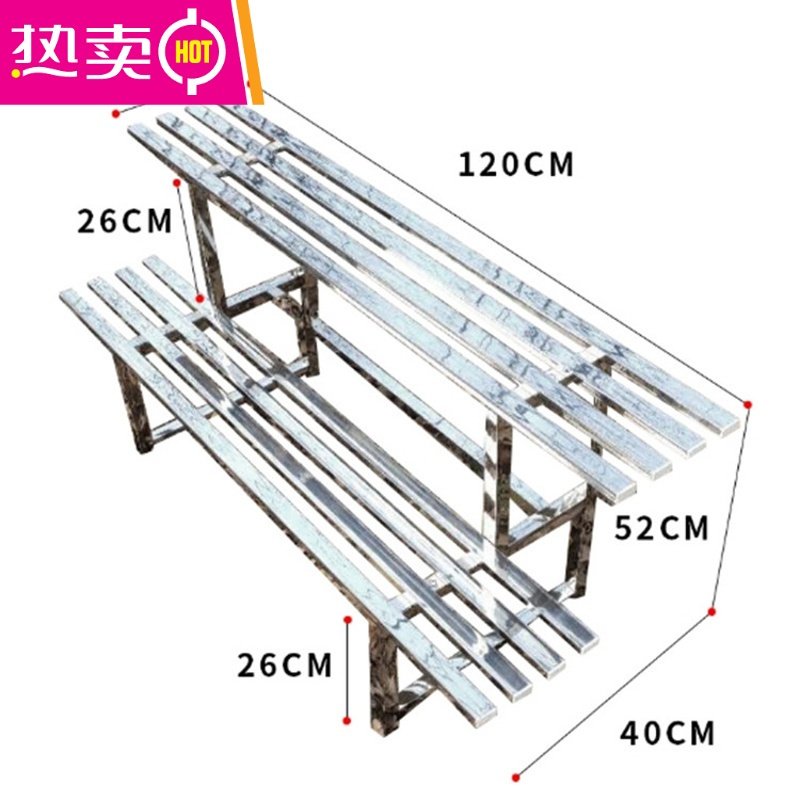 不锈钢阳台大花架装饰铁艺多肉多层室内户外三层落地式阶梯置物架 FENGHOU 202两层长120厘米4VKUSK