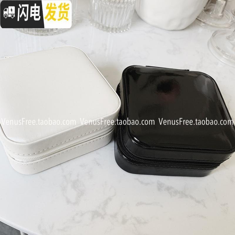 三维工匠VF定制简约ins风黑白两色豆腐块随身首饰盒包收纳旅行韩国欧美极 白色哑光皮付款后3天左右发_337