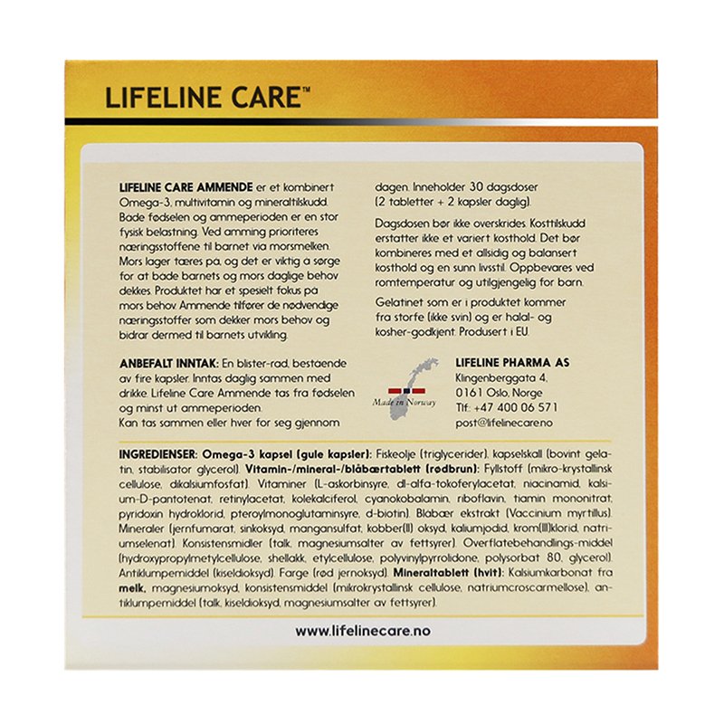 Lifeline care 女性哺乳期综合营养素 120粒：60粒鱼油+30片钙片+30片维生素