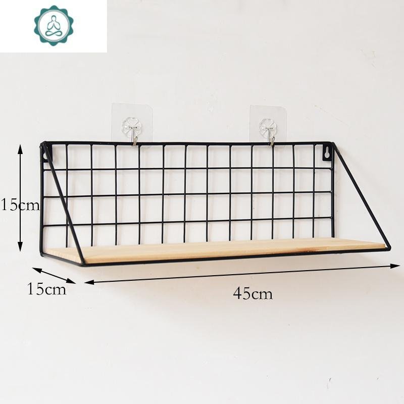 铁艺置物架墙上隔板壁挂装饰收纳架墙壁挂式墙上装饰创意免打孔 封后 加宽黑大号15*45cm 1层_804