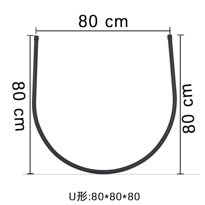 304不锈钢免打孔弧形U杆一体杆转角UL杆浴帘杆套装免打孔伸缩杆厚(5ee)_1