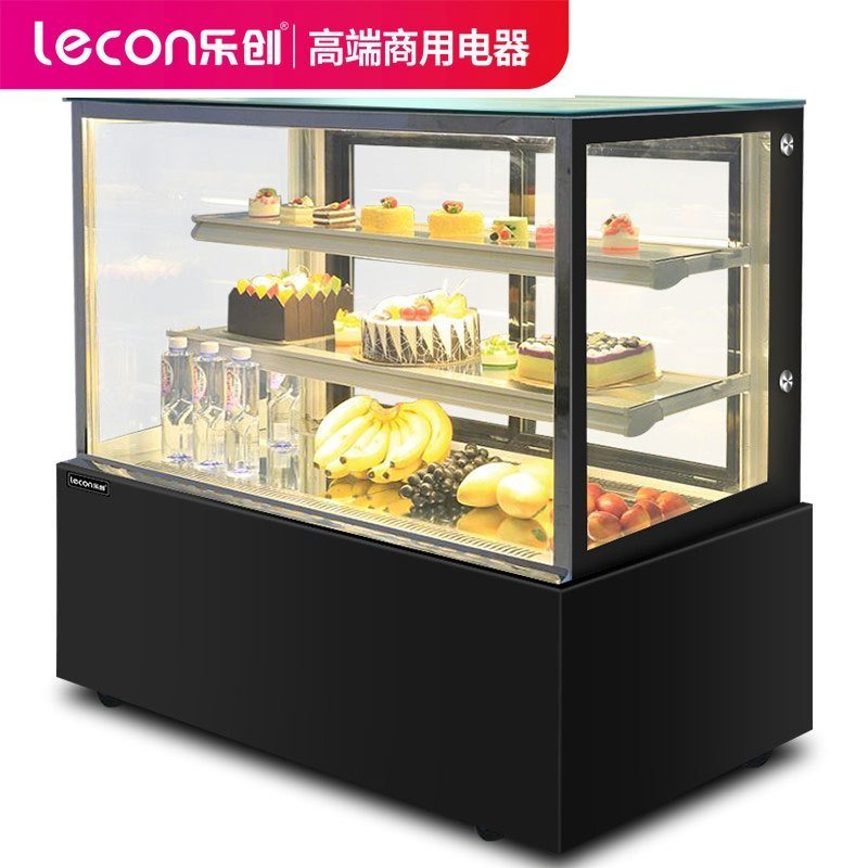 lecon/乐创 1.5米落地式(黑/白)(弧形/直角)加除雾蛋糕柜 展示柜商保鲜冷藏熟食柜寿司卤菜点菜柜