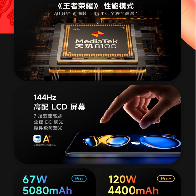 Redmi Note11T Pro+ 时光蓝 8GB内存 128GB存储