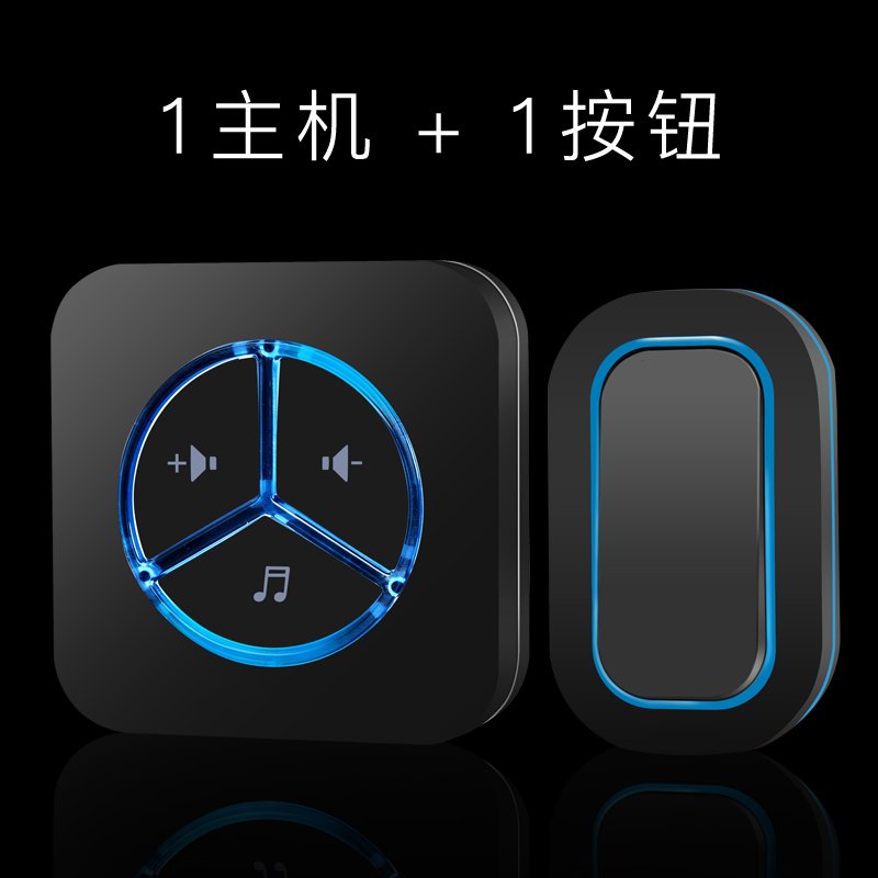 无线铃家用防水室外远距离闪电客智能遥控一拖二拖三用电池老人呼叫器 【黑色】1主机+1按钮