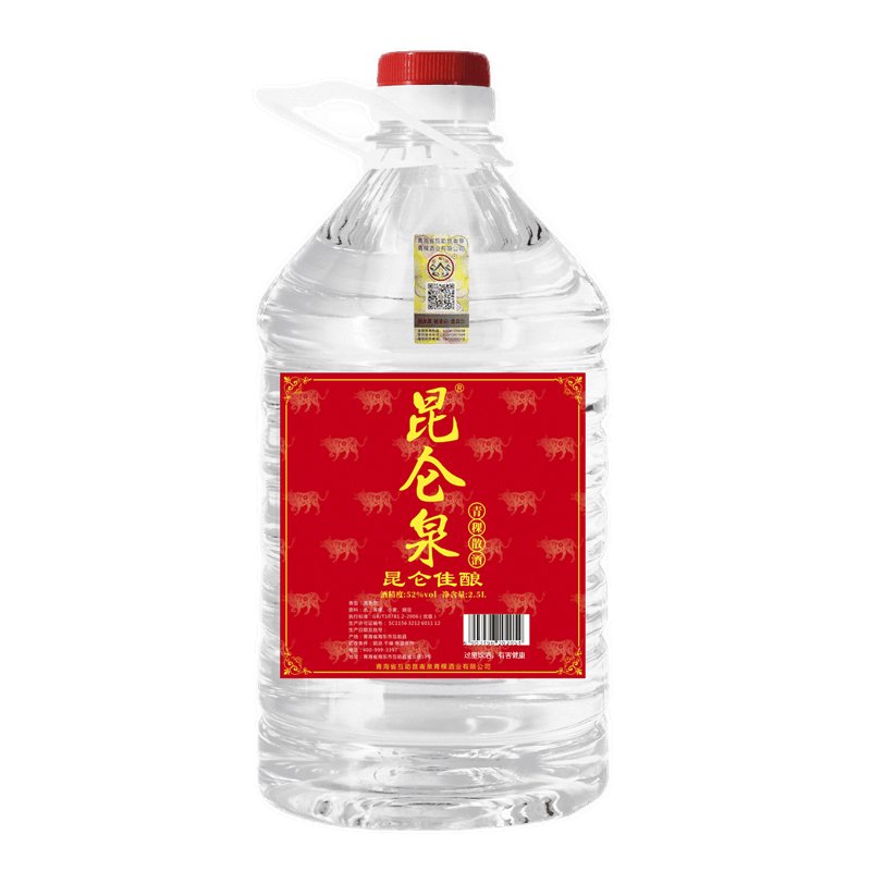 青海昆仑泉 昆仑佳酿52度2.5L桶装散酒 清香型白酒