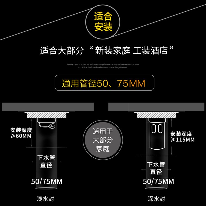 304不锈钢长方形地漏加长CIAA卫生间防臭浴室淋浴房大排量下水器 8*18（条纹）中间