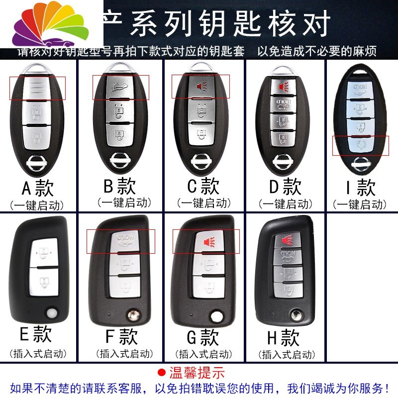日产14代轩逸钥匙套新天籁奇骏劲客逍客骊威楼兰阳光尼桑车包扣壳 B款一键启动-黑色-红线