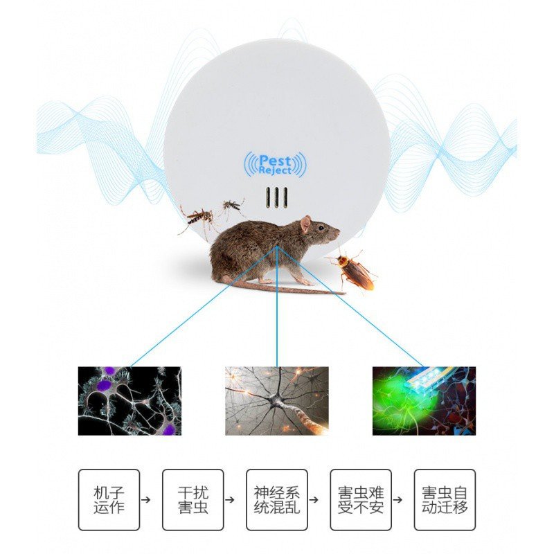 智能电子超声波驱蚊器家用室内婴儿灭蚊灯驱虫器防蚊老鼠蟑螂神器 三维工匠 升级款（3个装）633