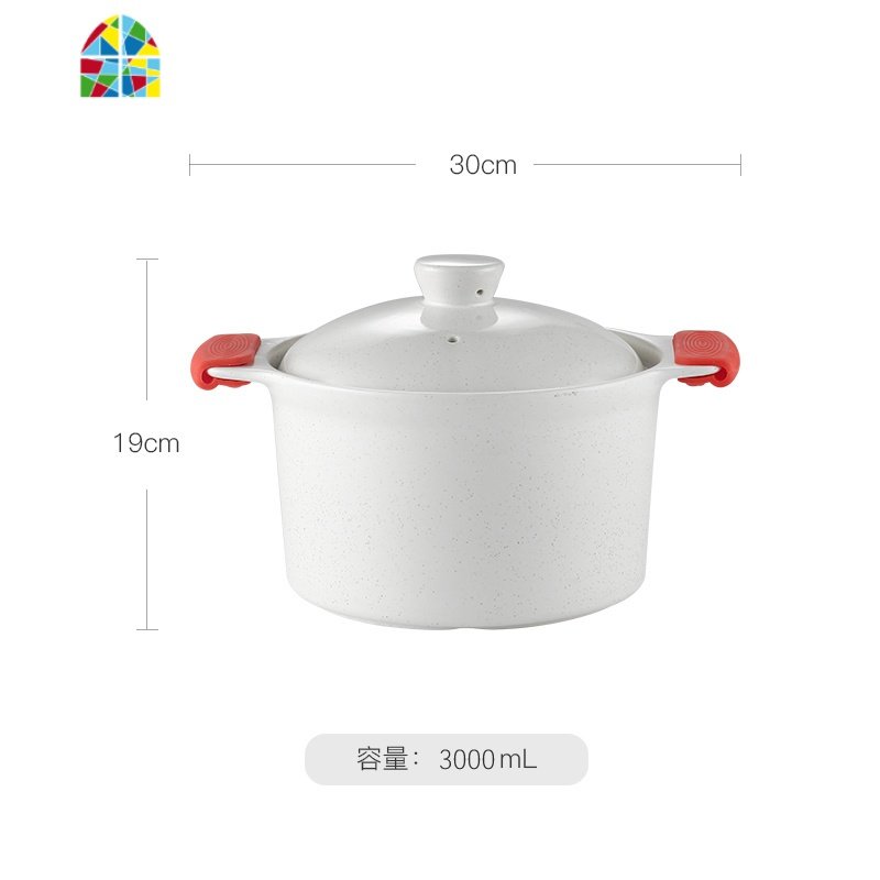 日式耐高温石锅砂锅煲汤家用超大容量陶瓷锅沙锅燃气大码炖锅汤锅 FENGHOU 3.5L直身锅(硅胶把手）（此款不可配蒸笼