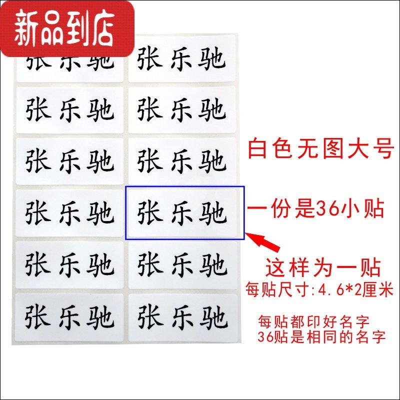 真智力名字贴名字条防水耐磨贴纸 水杯文具贴 书本银色幼儿园姓名贴大号 白色 白色无图大号