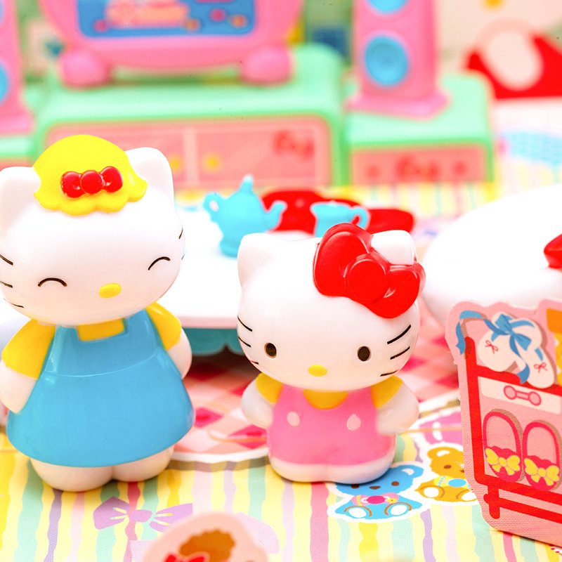 HelloKitty凯蒂猫玩具家具家居套装KT猫公仔女孩过家家大房子玩具 美味蛋糕KT-50124赠贴纸