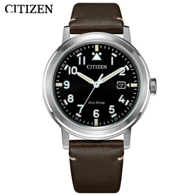 国行 西铁城 CITIZEN 手表 光动能日显小牛皮表带时尚商务男表 AW1620-21E