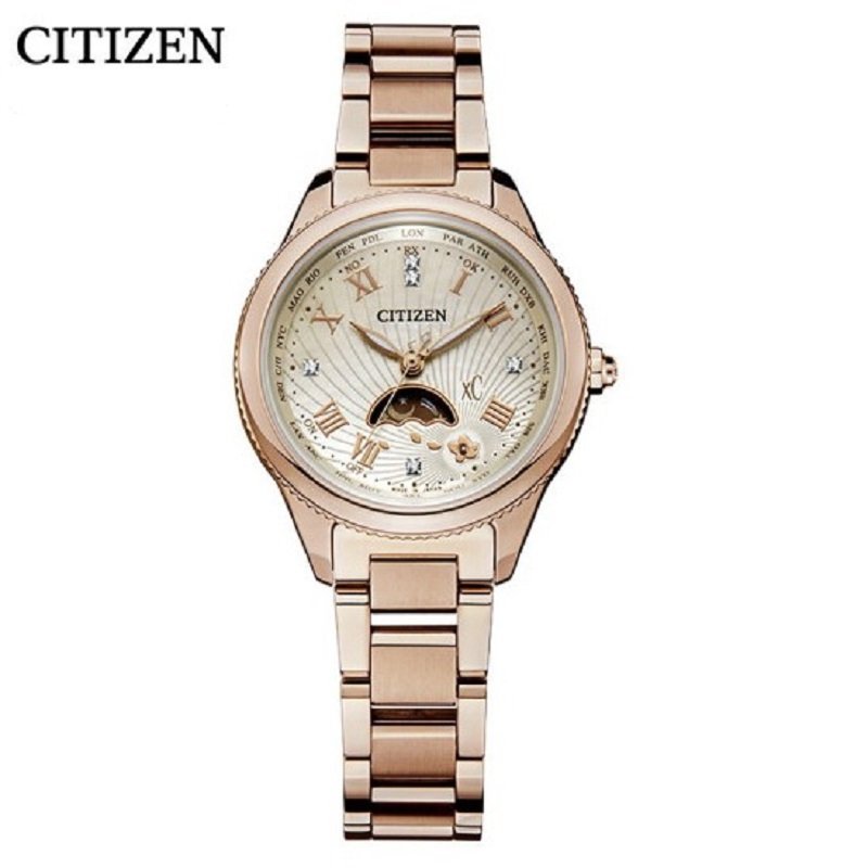 新品 国行西铁城(CITIZEN)手表 日本xC系列钻石镶嵌日相舒博钛光动能电波手表EE1006-51W