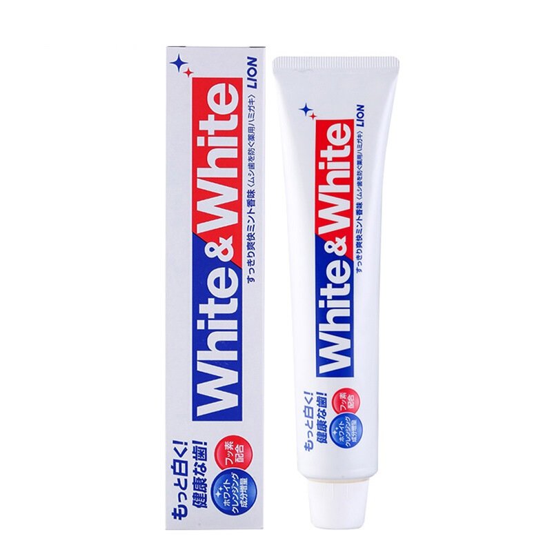 狮王（Lion） 日本进口white&white牙膏牙刷去烟渍洁净去牙结石 清新口气 薄荷味150g 五支装