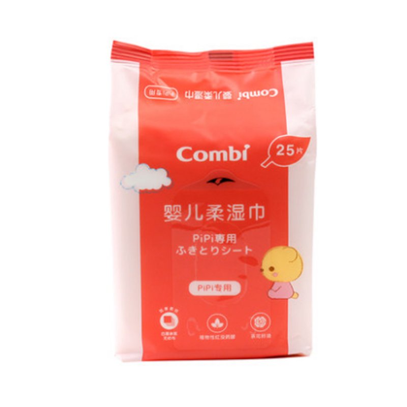 combi康贝 新款PiPi专用婴儿柔湿巾25片*4包 8162