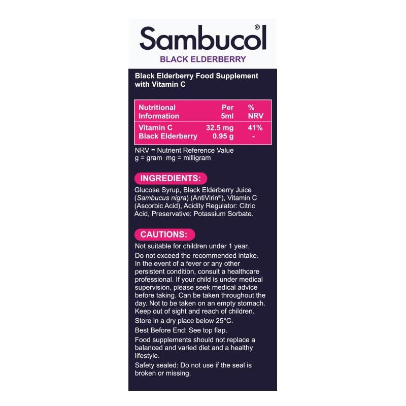 英国Sambucol 黑接骨木糖浆120ml