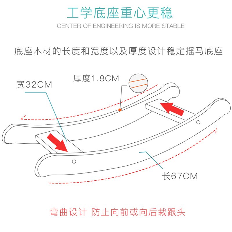 哈喜屋 婴儿瑞典摇马 宝宝实木小 马摇摇马 儿童摇摇椅 毛绒玩具周岁礼物1-3岁 花布马带音乐