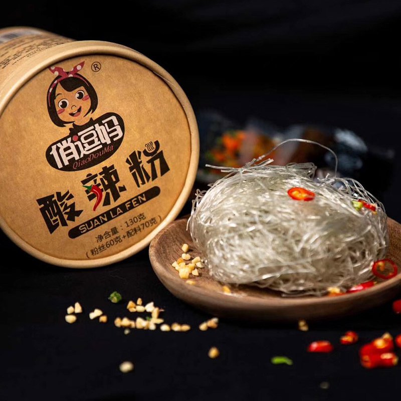 俏逗妈正宗重庆酸辣粉130g*1桶酸辣红薯粉条粉丝速食方便面