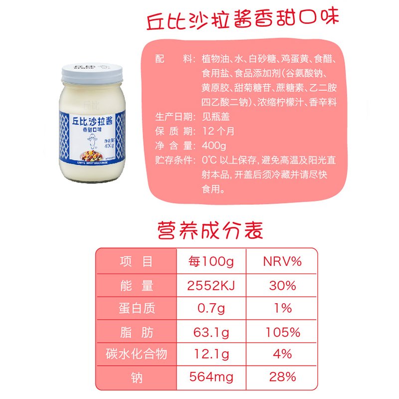 下划商品属性，多种口味丘比（KEWPIE）沙拉酱原味 香甜味 千岛酱400g 香甜味400g