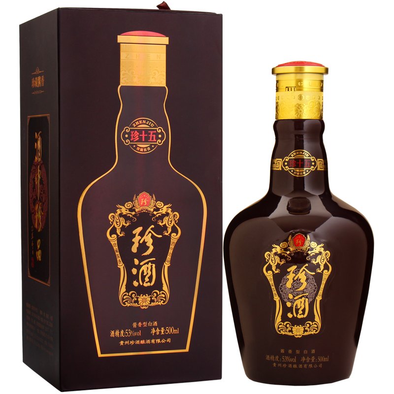 贵州珍酒53度珍十五500ml*6整箱酱香型固态纯粮白酒年份酒收藏酒高度白酒坤沙酒