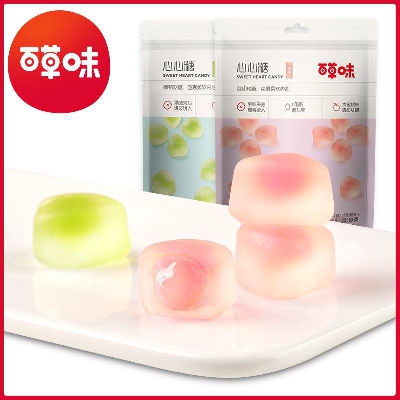 百味(BE&CHEERY)【注心软糖100g*2袋】心心qq糖橡皮糖喜糖夹心软糖果零食 水蜜桃味100g*2袋_422