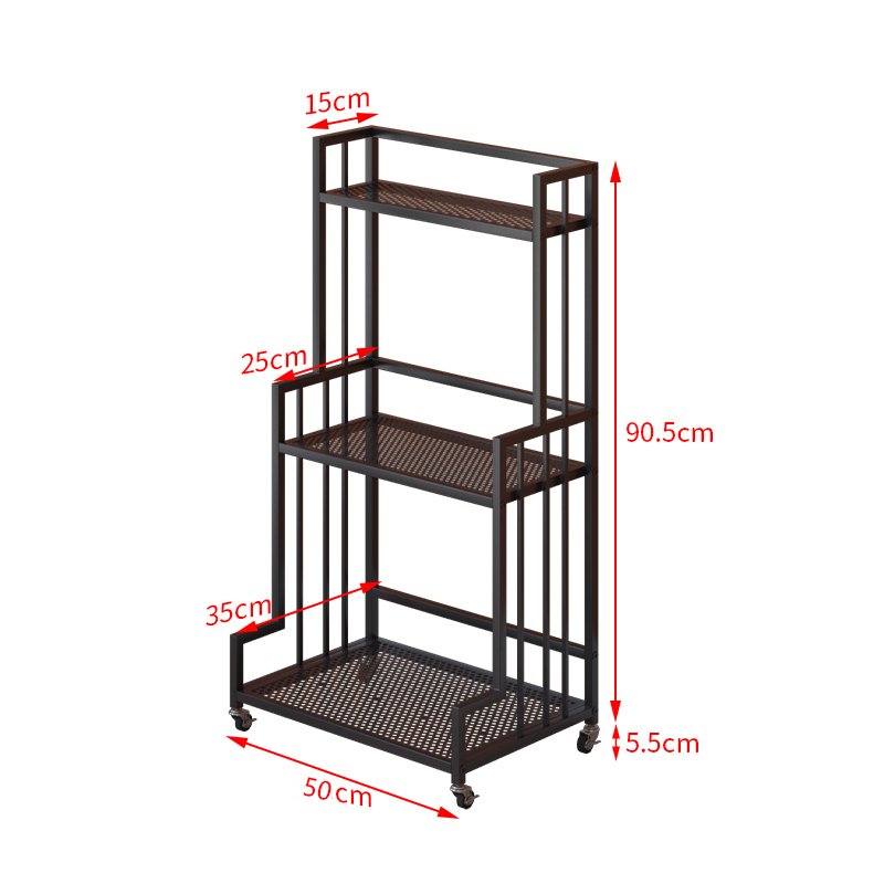 花架子置物架室内装饰阳台角落花架带轮客厅绿萝花盆落地式多肉架 FENGHOU 黑色90*35*96【49058D