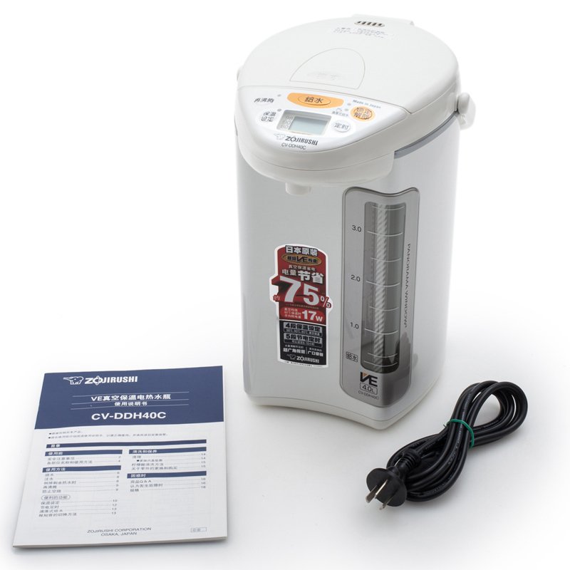 象印(ZO JIRUSHI)ZOJIRUSHI/象印 CV-DDH40C电热水瓶4L家用不锈钢保温烧水电热水壶 高贵白