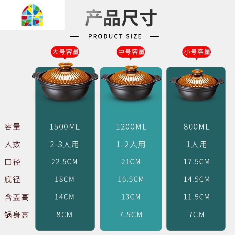 煲仔饭砂锅炖锅家用燃气陶瓷明火专用小煲仔锅干烧煲炖肉锅 FENGHOU 恋厨-21CM干烧锅【1200ML容量1_601