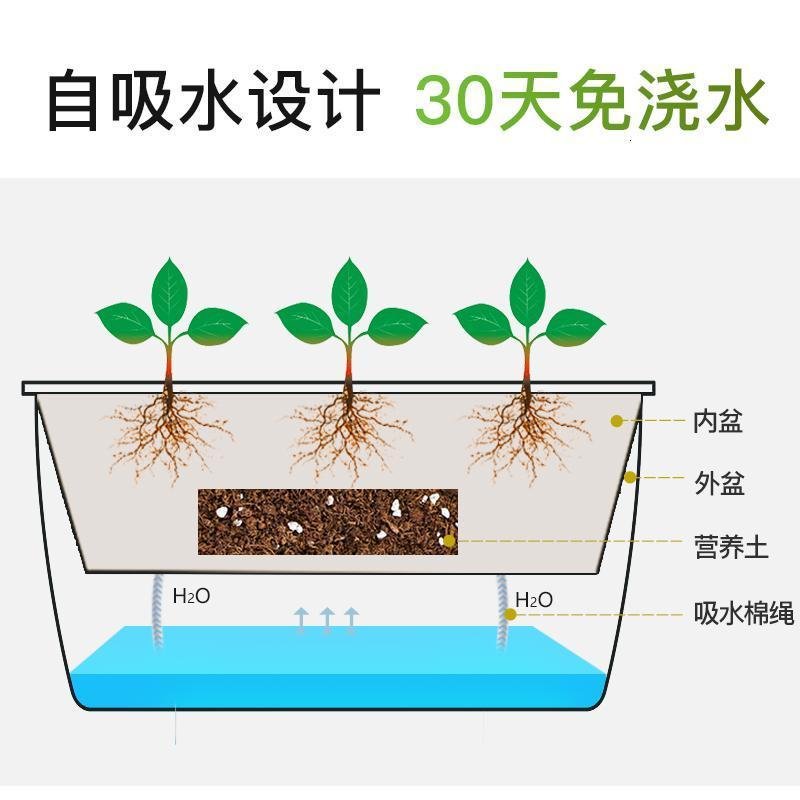 自吸水种菜盆室内家庭阳台绿萝盆栽长条长方形塑料种植箱_102