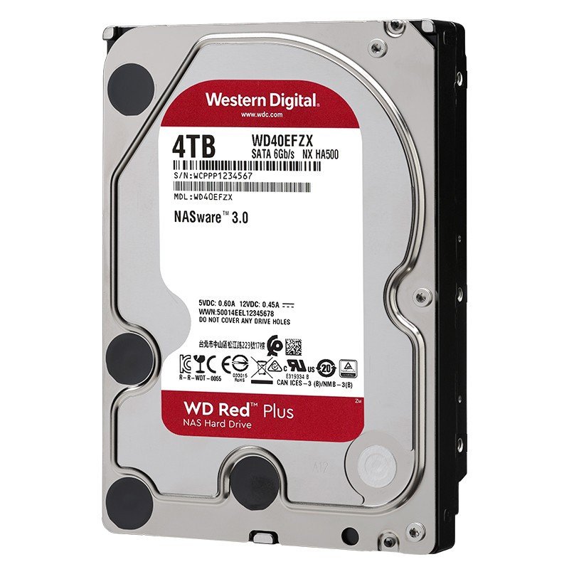 WD西部数据红盘Plus 4T SATA3 128M网络储存NAS硬盘WD40EFZX