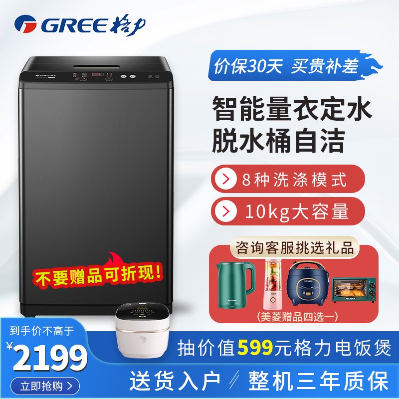 格力（GREE）波轮洗衣机全自动 10公斤 珍珠黑 XQB100-01Ga2