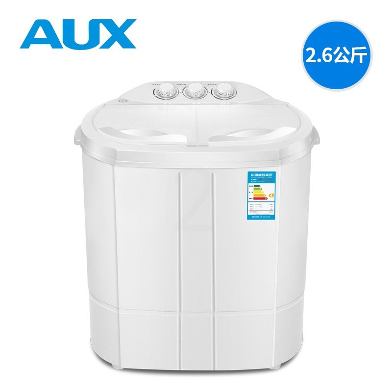 AUX/奥克斯迷你洗衣机小型双桶双缸小型婴儿童宝宝家用半自动甩干 白色24DUJ1