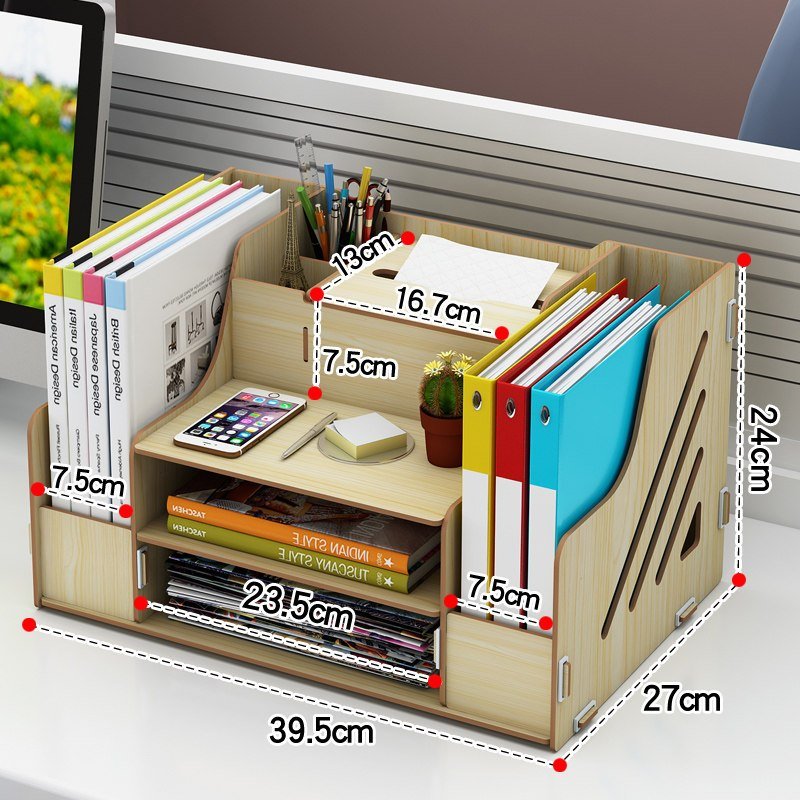 办公桌收纳文件夹CIAA收纳盒桌面整理学生笔筒办公室置物架书桌上 905白枫木【送手机支架】_539