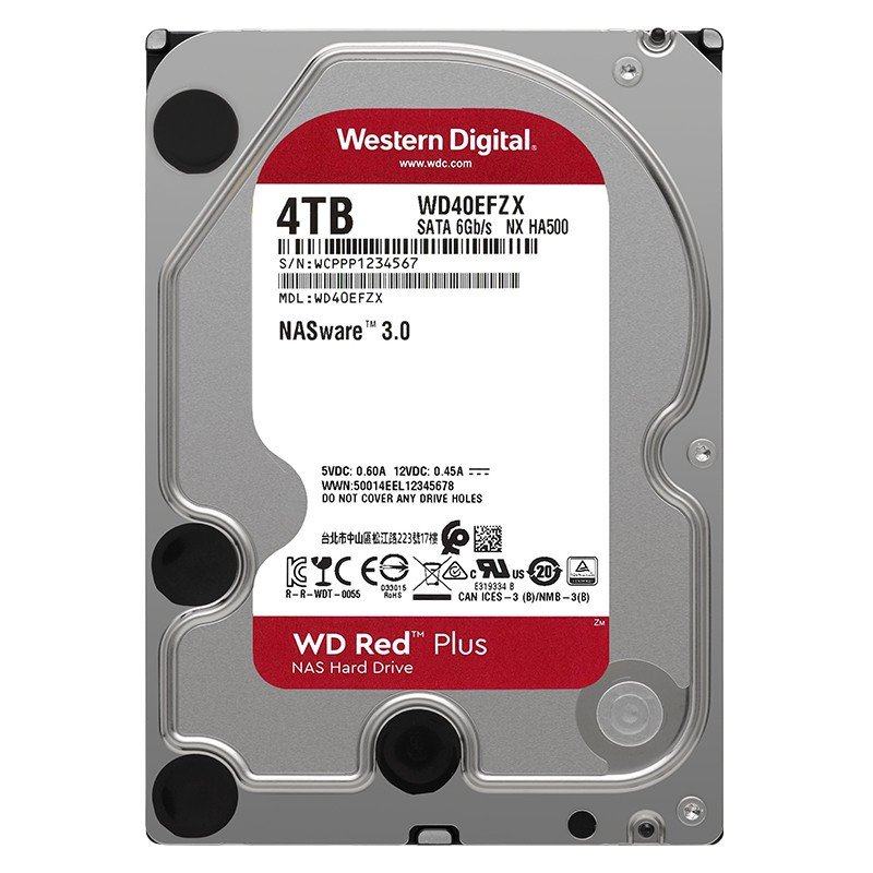 WD西部数据红盘Plus 4T SATA3 128M网络储存NAS硬盘WD40EFZX