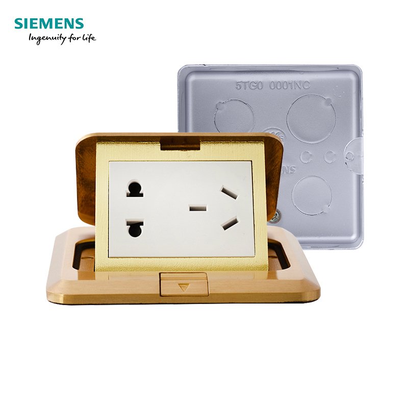 【官方正品】西门子(SIEMENS)地插座铜防水地面插座隐藏式五孔不锈钢银色备注默认铜合金