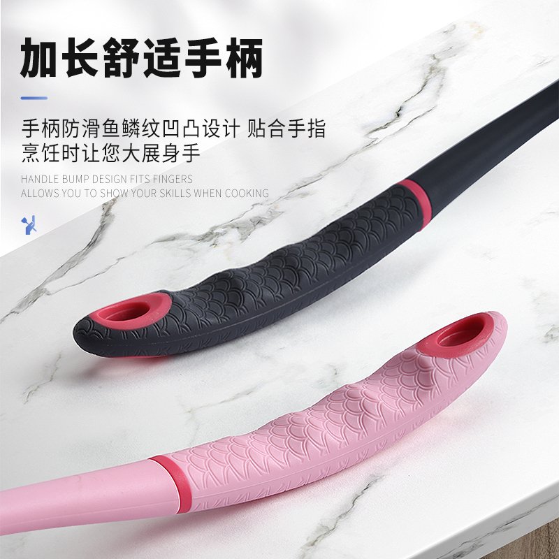 锅铲硅胶汤勺套装高温护锅铲不粘锅锅铲炒菜铲子漏勺煎铲厨具家用 敬平 男神黑锅铲+汤勺