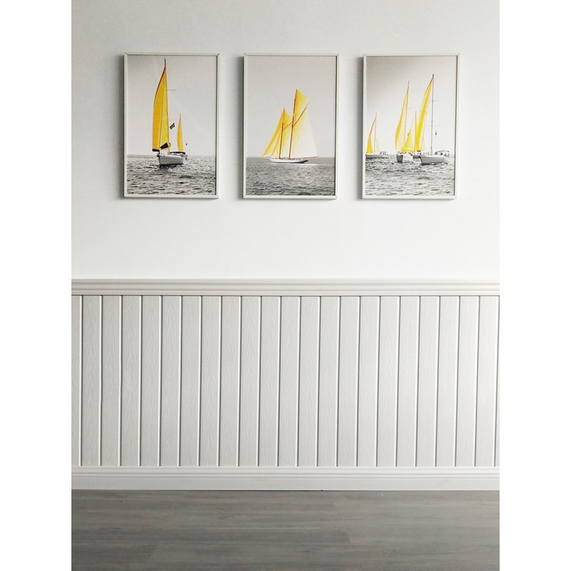 生态木电视背景墙美式幼儿园墙裙扣板免漆吊顶护墙板装饰板 白色雪松