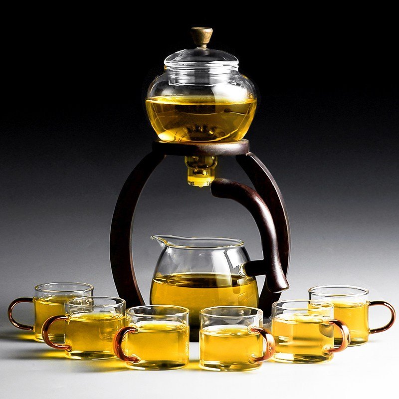 日式玻璃茶具套装纳丽雅家用懒人全自动泡茶器透明功夫茶杯茶壶小套