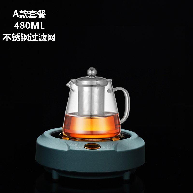 乐么电陶炉煮茶家用迷你功夫养生蒸煮茶器小电热泡茶机光波电磁炉智能保温防干烧不挑壶具【绿色单炉+A款耐高温玻璃壶】