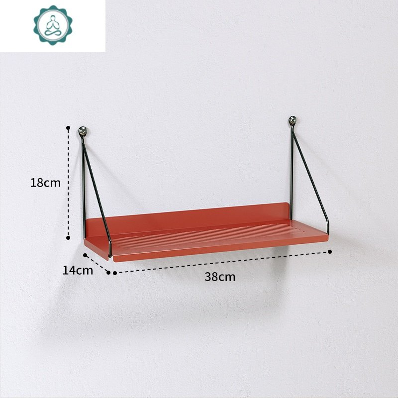 墙上置物架卧室书架创意日式墙壁挂架铁艺镂空装饰客厅收纳架隔板 封后 橘色40cm（带斜纹）_4