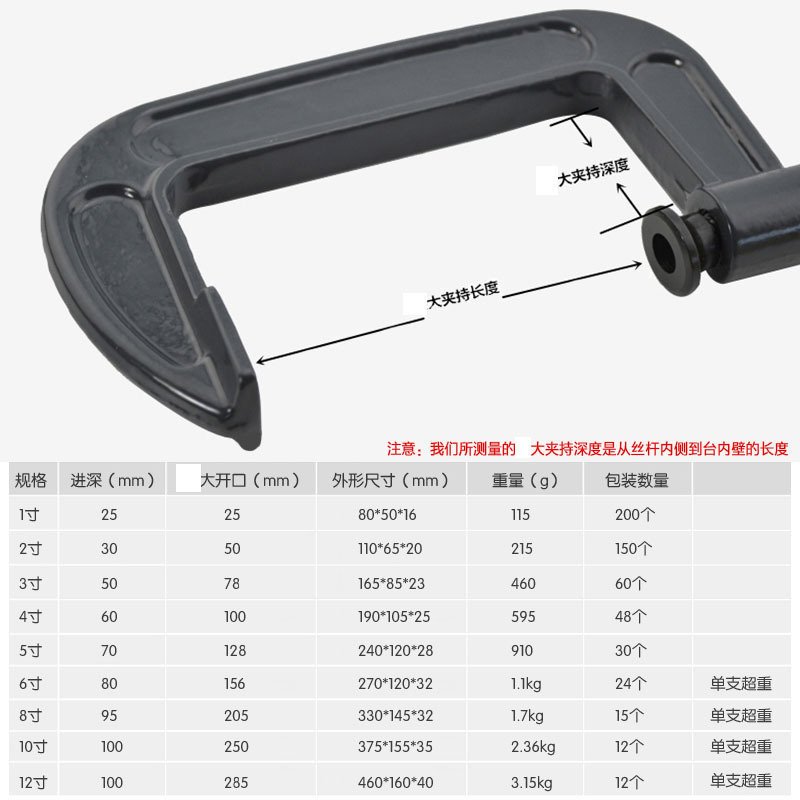 固定夹木工夹子工具g字夹f型c形紧固夹紧器锁紧快速夹古达桌面拼版夹 5寸【可夹持128mm】