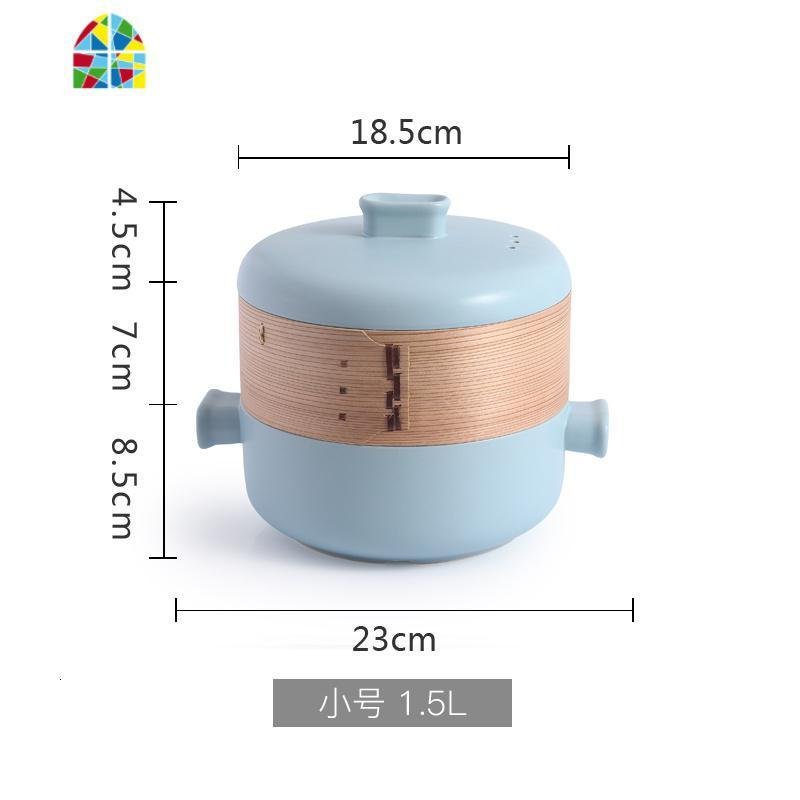 日式蒸笼砂锅耐高温明火煲汤锅家用炖锅陶瓷锅粥煲蒸锅煲仔饭蒸饺 FENGHOU 蓝色砂锅+蒸笼（1.5L-送蒸笼布_668