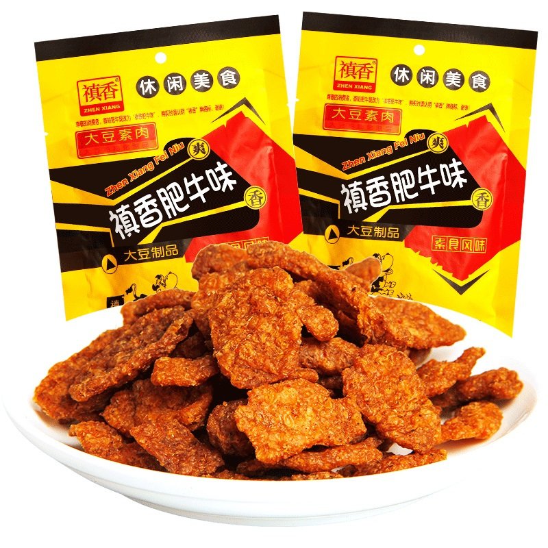 禛香肥牛味80g*10包酱香牛肉味豆制品素食手撕素肉辣条怀旧零食