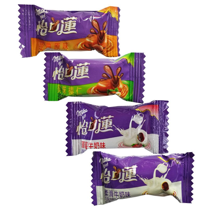（新）怡口莲经典原味美味榛仁玫瑰海盐柔滑牛奶巧克力夹心太妃糖零食品散装结婚喜糖500g