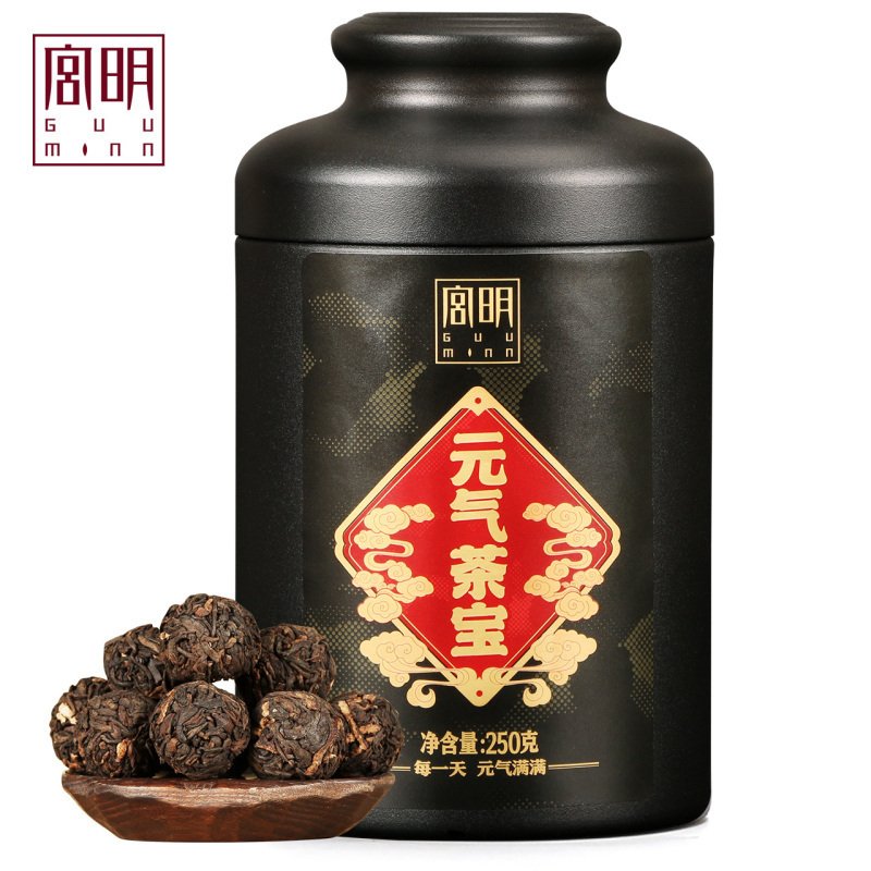 宫明茶叶 元气茶宝新会小青柑 柑普茶普洱茶熟茶陈皮普洱龙珠250g