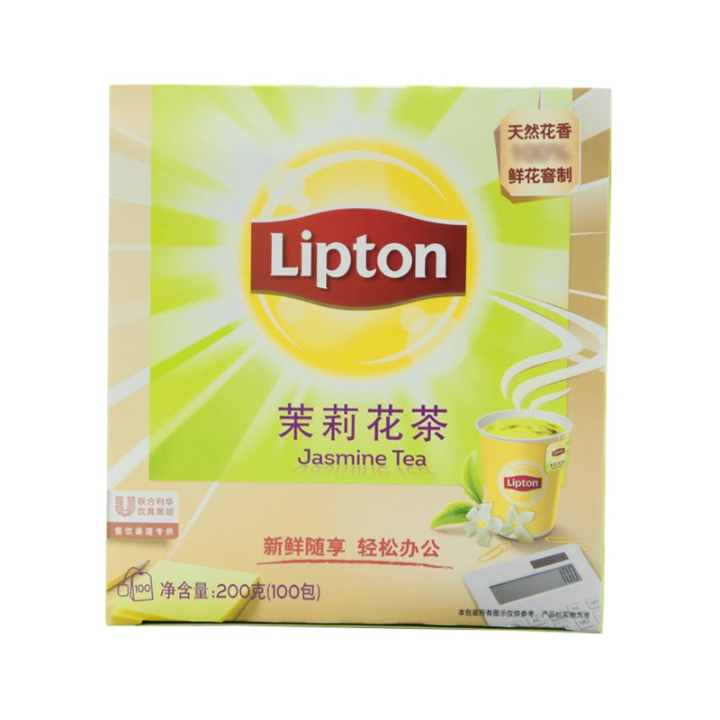 Lipton/立顿茶包 茉莉花茶 袋泡茶新鲜绿茶茶叶花草茶100包200g盒