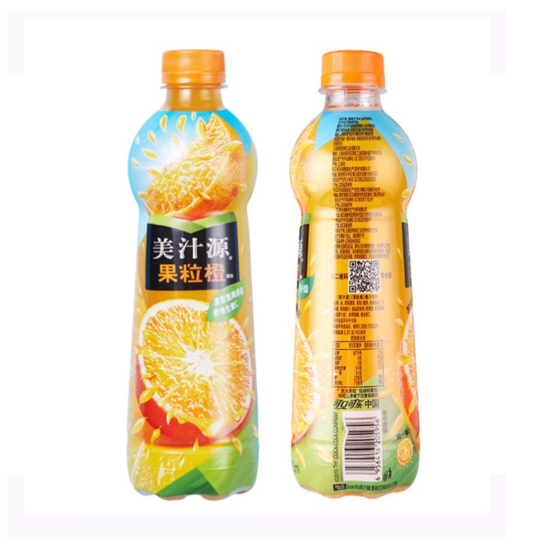 可口可乐美汁源橙汁饮料果味饮品佐餐搭档果粒橙420ml*4瓶