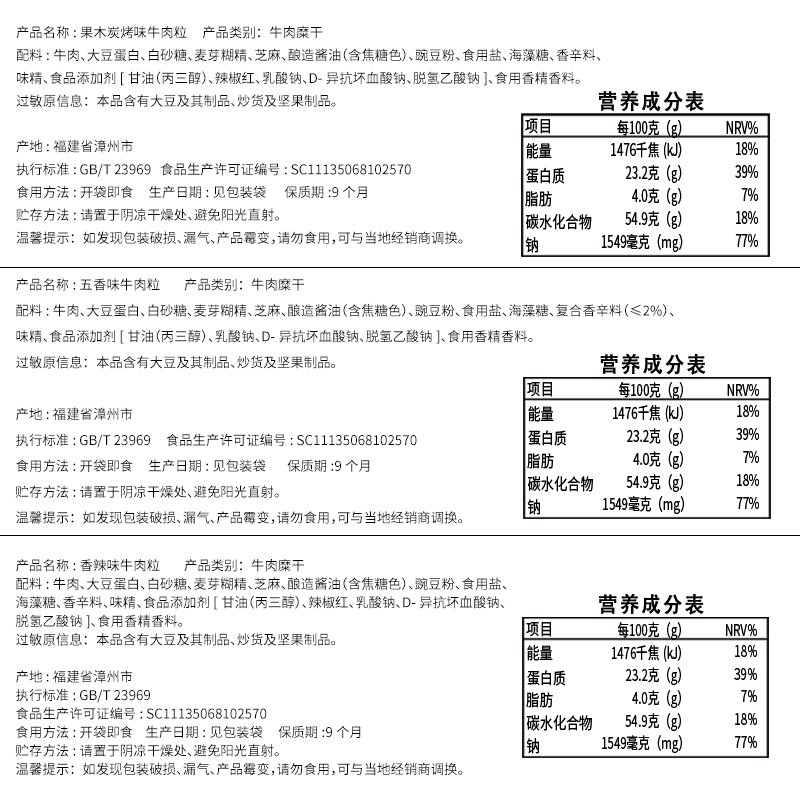 比比赞牛肉粒【香辣味】100g........