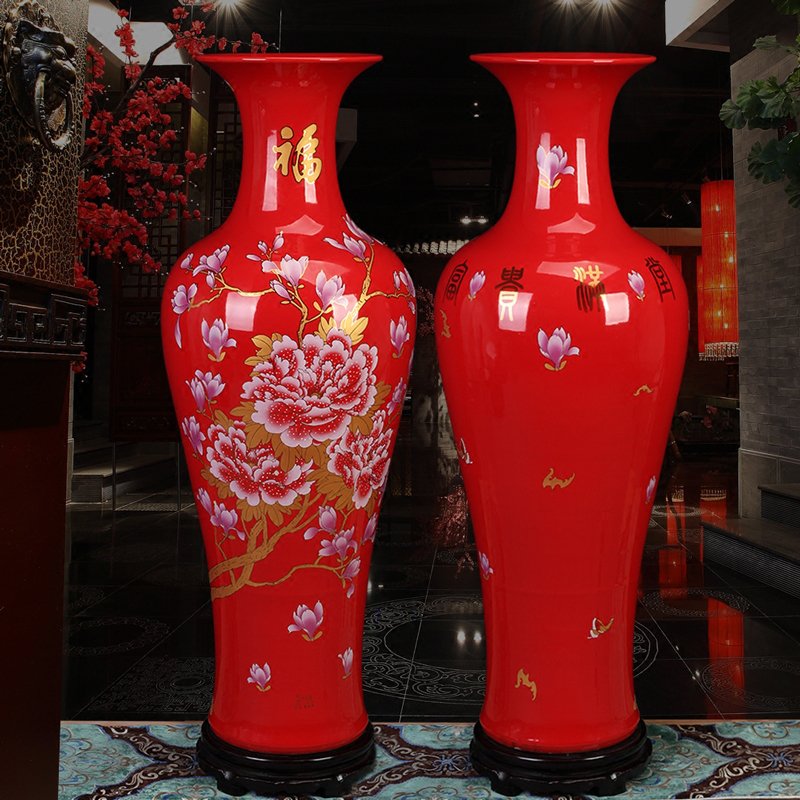 4米1.6米1.8米落地大花瓶客厅摆件公司酒店开业礼品 蓝2.0m