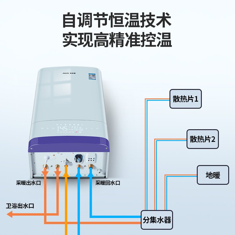 奥克斯 BL911燃气壁挂炉天然气家用地暖锅炉采暖炉两用洗浴热水器 10l轻触款二十千瓦